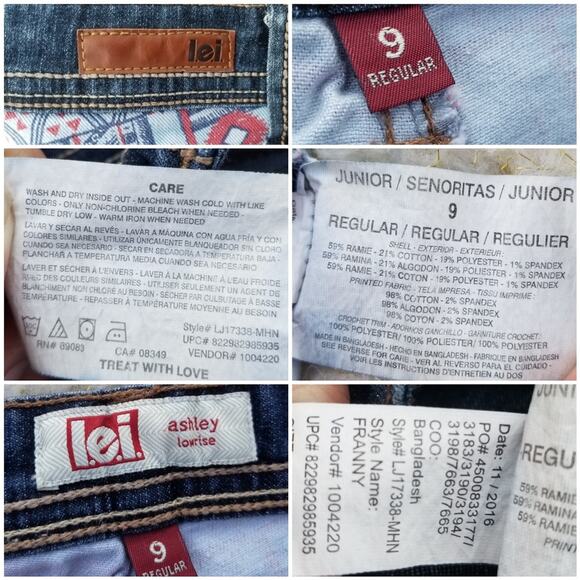 Fringe Trim Shorts Stretch Denim LEI Low Rise Ashley Size 9 Lace Crochet Boho - Picture 4 of 8